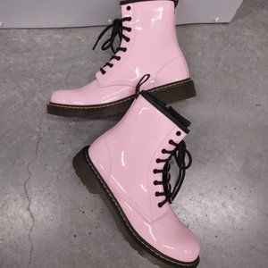 1460 Doc Martens Pale Pink Patent Leather Lace Up Boots